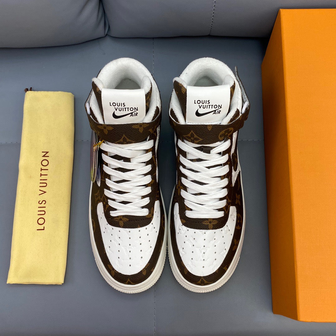 Louis Vuitton X Nike Air Force brown and White