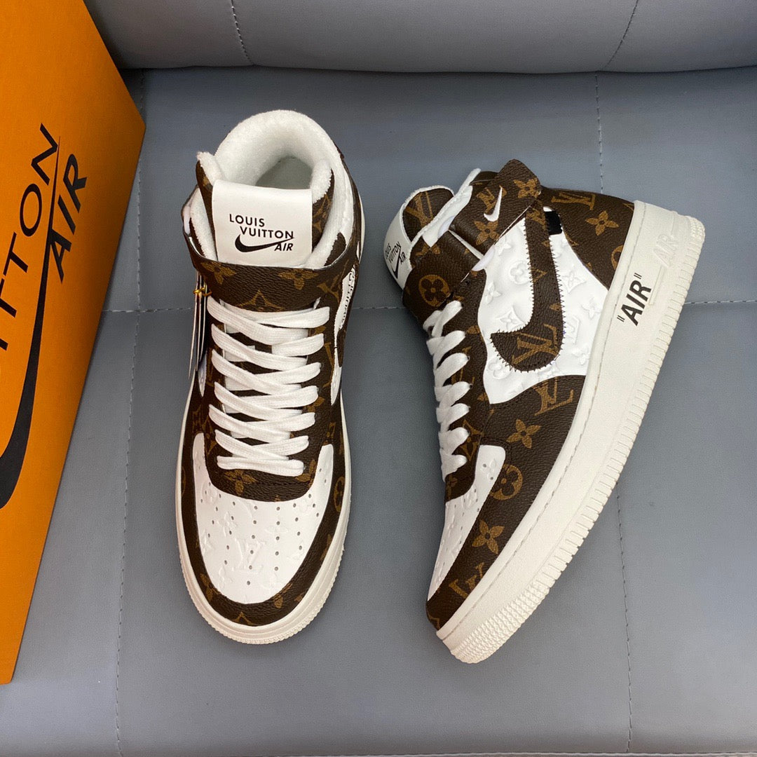 Louis Vuitton X Nike Air Force brown and White