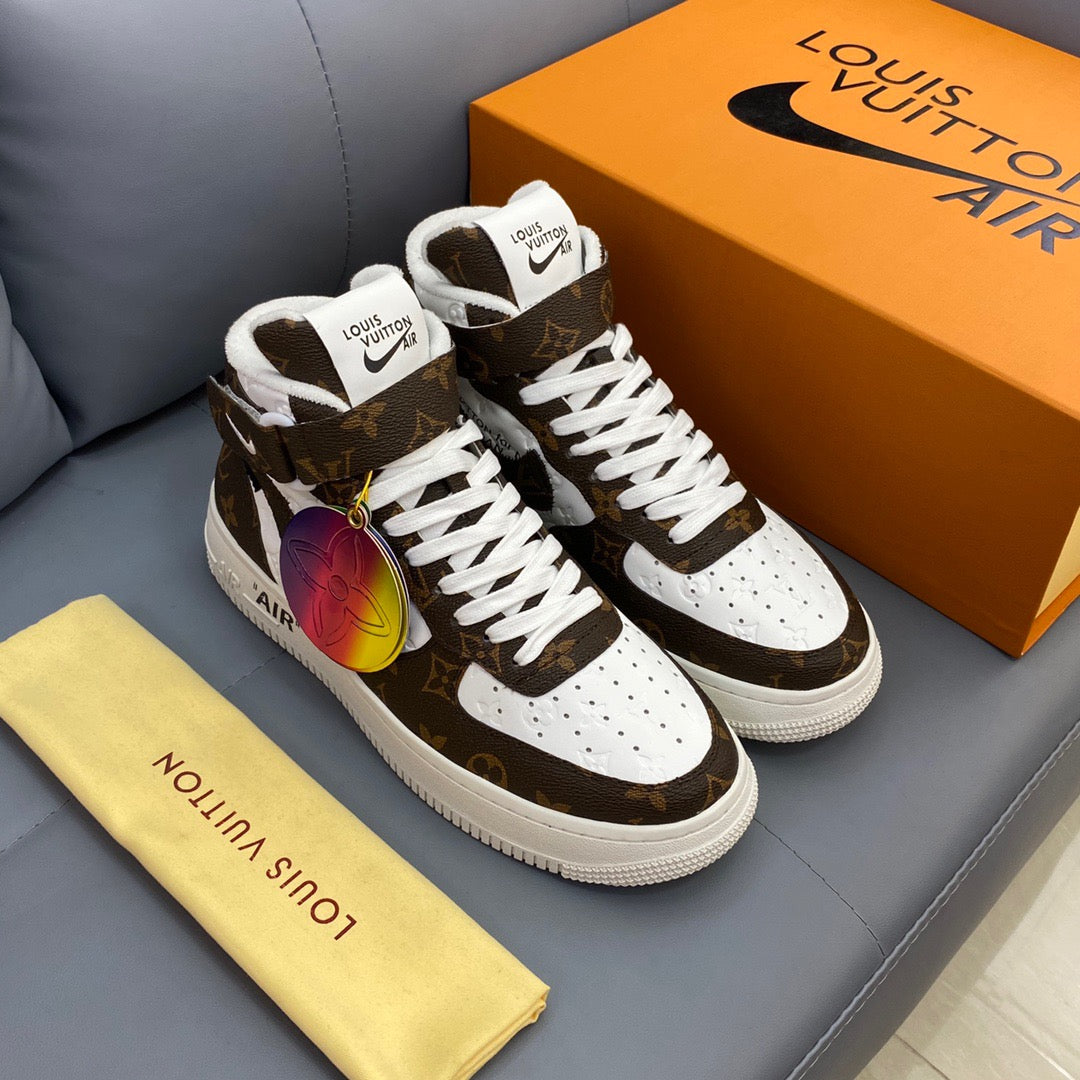 Louis Vuitton X Nike Air Force brown and White