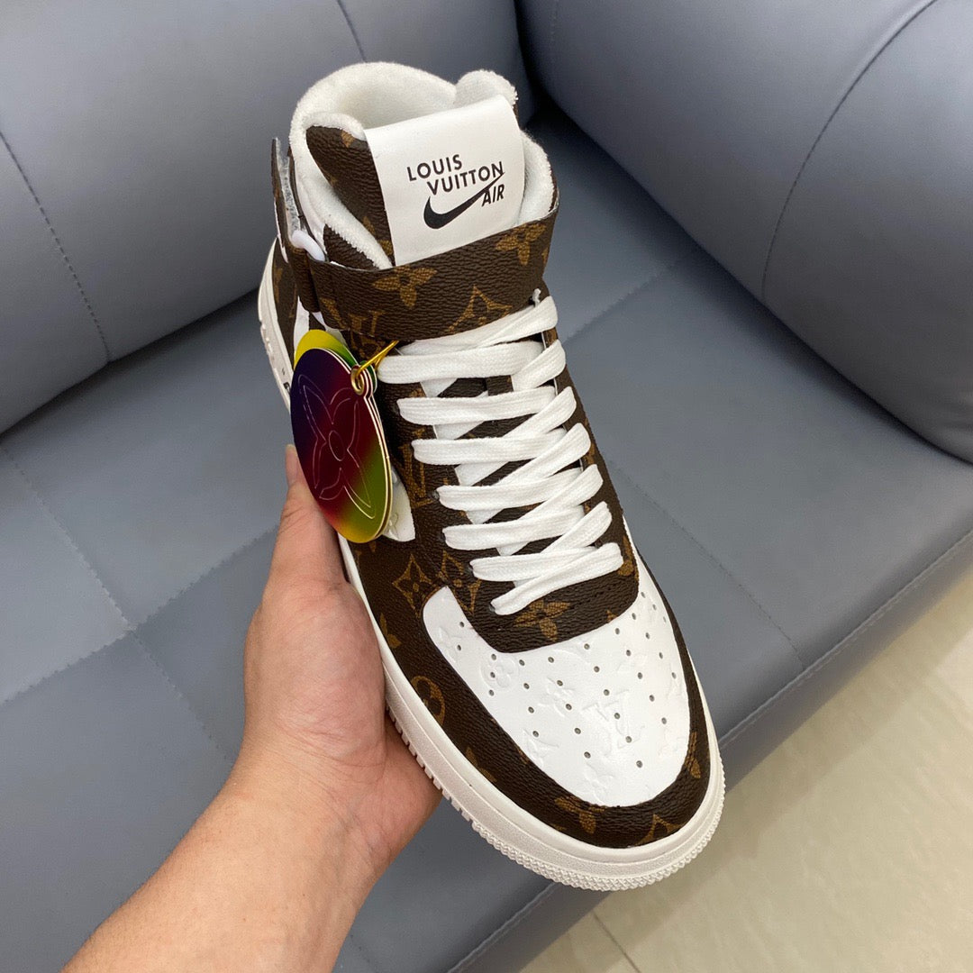 Louis Vuitton X Nike Air Force brown and White