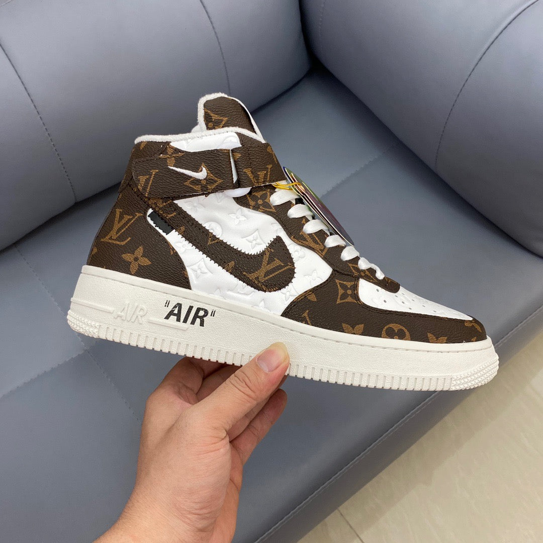 Louis Vuitton X Nike Air Force brown and White