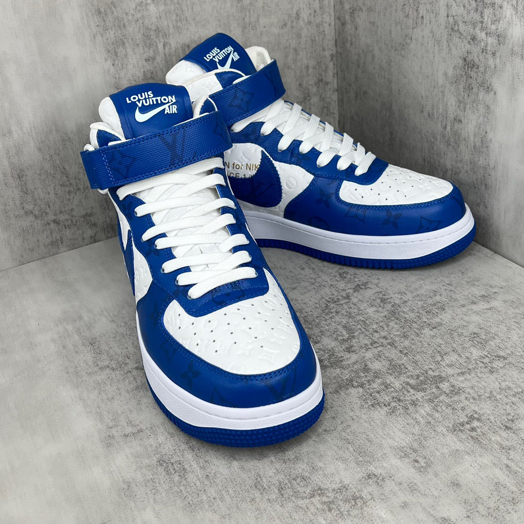 Louis Vuitton X Nike Air Force Blue and White.